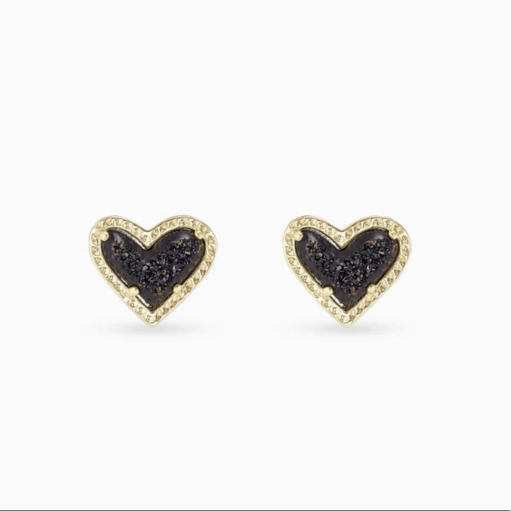Kendra Scott Gold Heart Earrings in Black Drusy